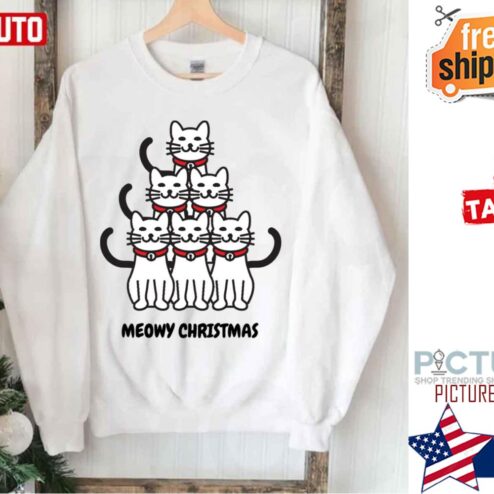 Meowy Christmas Tree Crazy Cat Lady Shirt