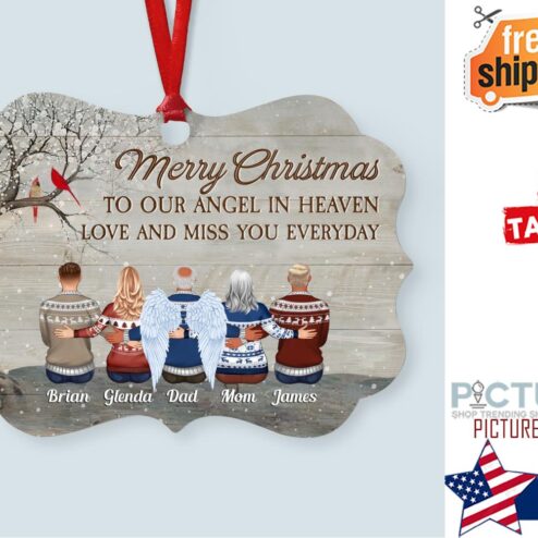 Merry Christmas To Our Angels In Heaven Personalized Aluminum Ornament