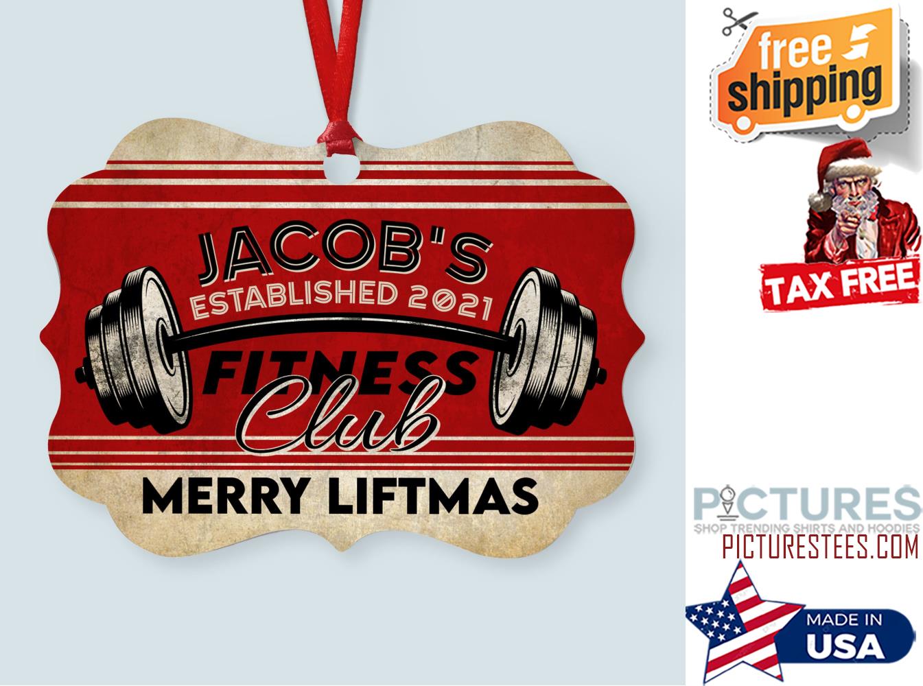 Merry Liftmas Personalized Aluminum Ornament