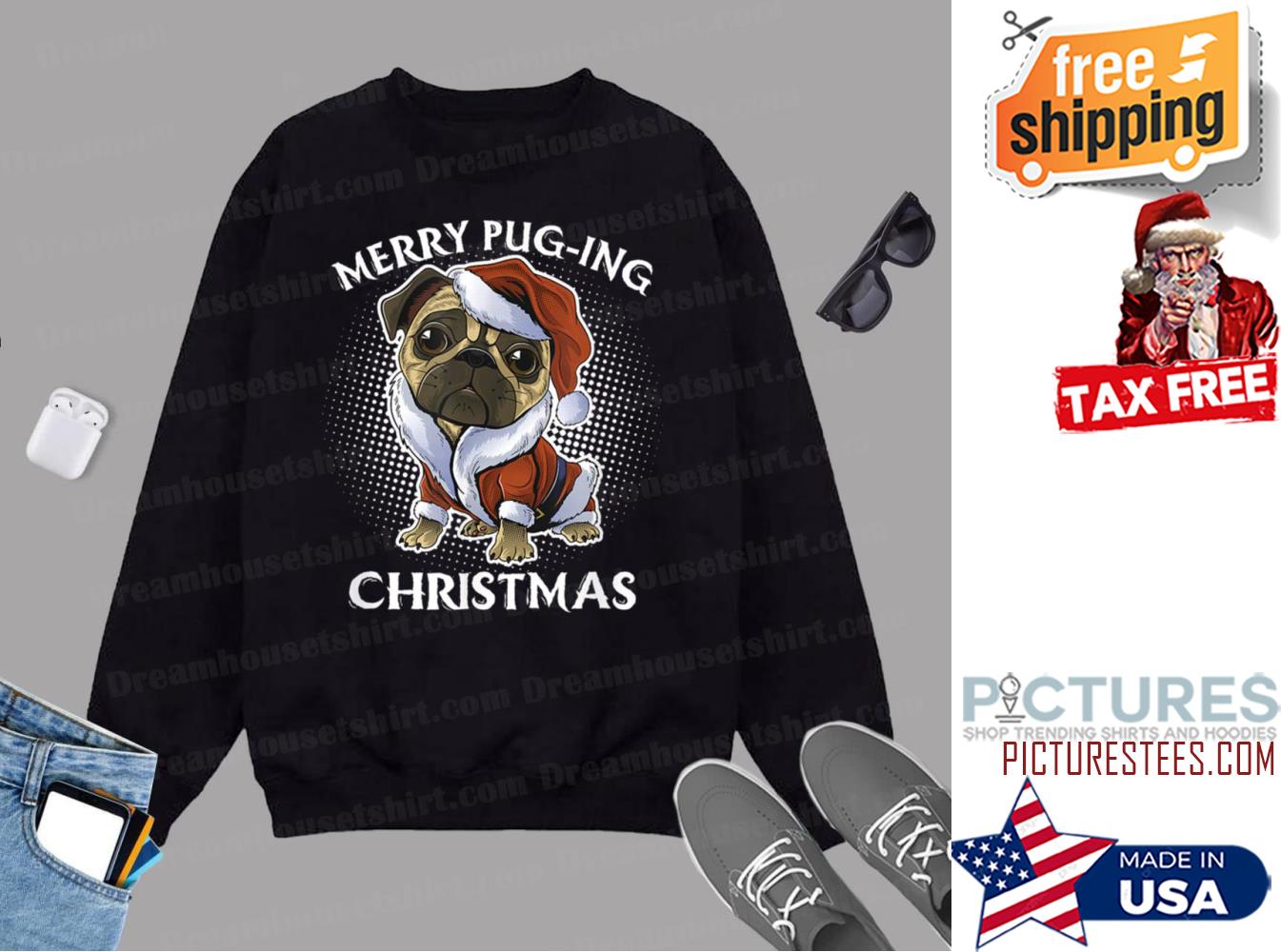 Merry Pugging Christmas Pugmas Dog Funny Pun Christmas Gift Sweatshirt