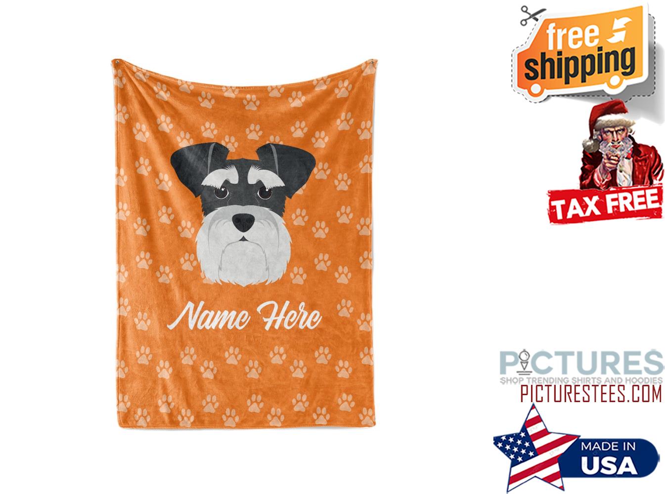 Mini Schnauzer Personalized Custom Fleece and Sherpa with Your Family or Dogs Name Blankets