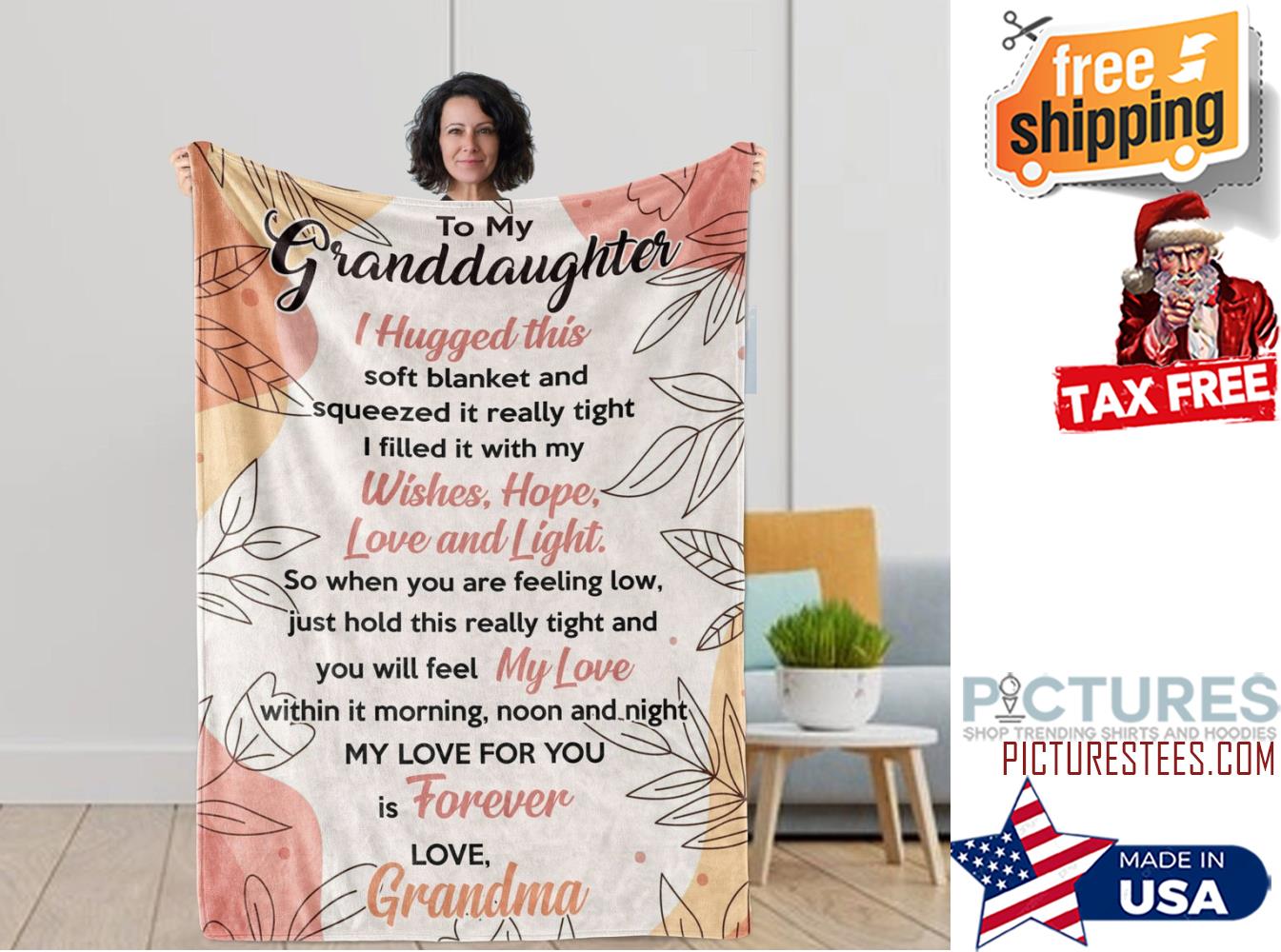 My Love For You is Forever Gift Grandma To Granddaughter Throw Gift For Xmas Birthday Graduation Christmas Gifts Blanket