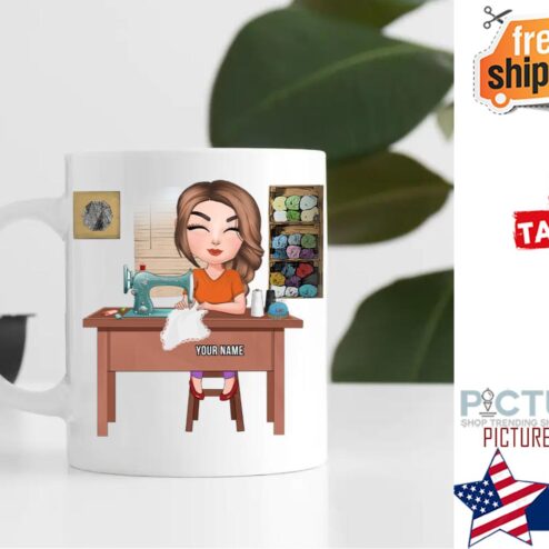 My Sewing Space Is My Happy Place Chibi Personalized Mug