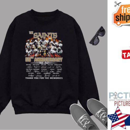 New Orleans Saints 55th Anniversary 1966 2021 Thank You For The Memories Signatures Sweater