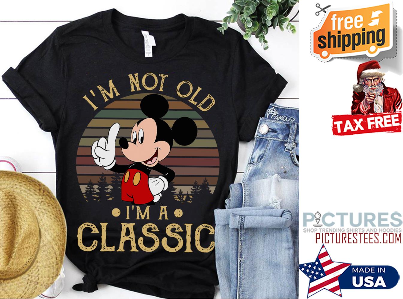 Nice mickey i'm not old i'm a classic retro sunset vintage shirt