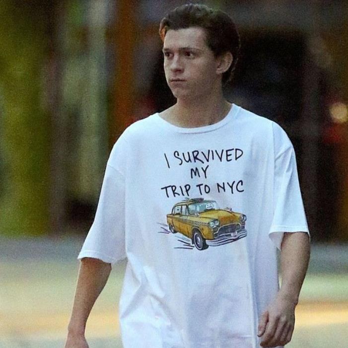 FREE shipping Tom Holland Taxi I survived my trip to NYC t-shirt, Unisex tee, sweater, v-neck and tank top