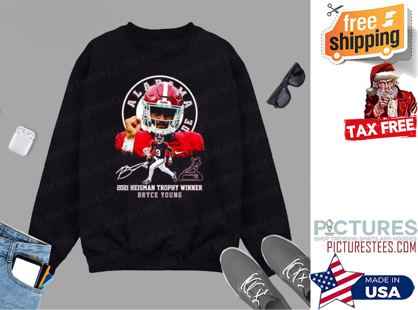 Official 2021 Heisman Trophy Winner Bryce Young Alabama Crimson Tide Signature Sweatshirt