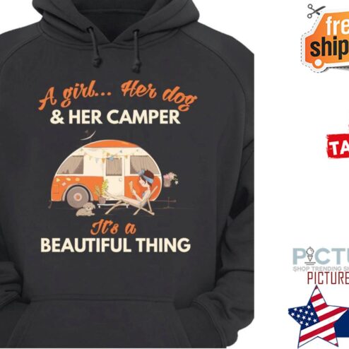 Official camping a girl her dog and her camper it's a beautiful thing shirt