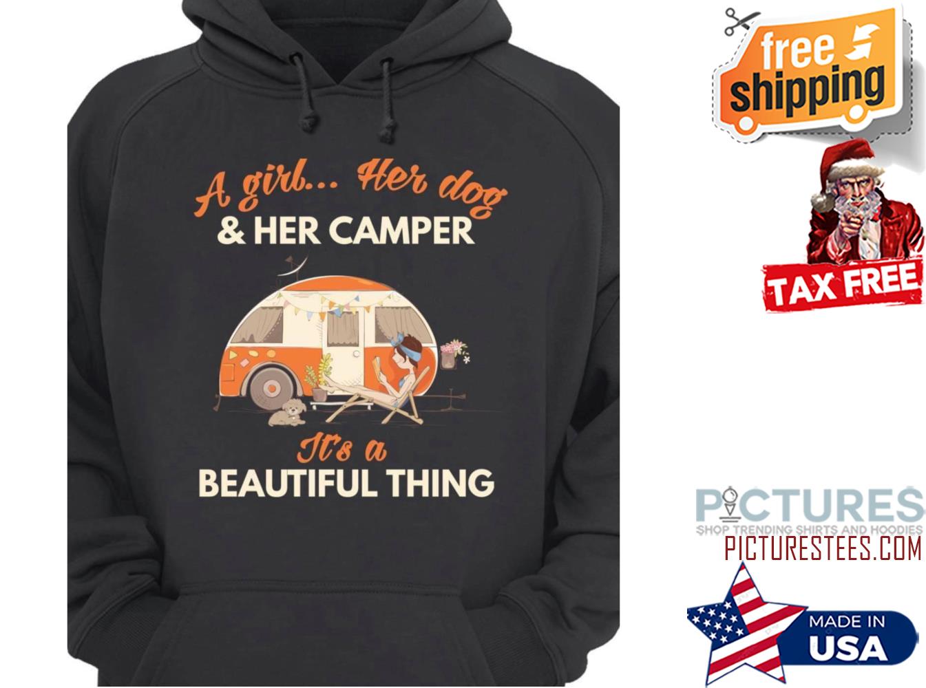 Official camping a girl her dog and her camper it's a beautiful thing shirt
