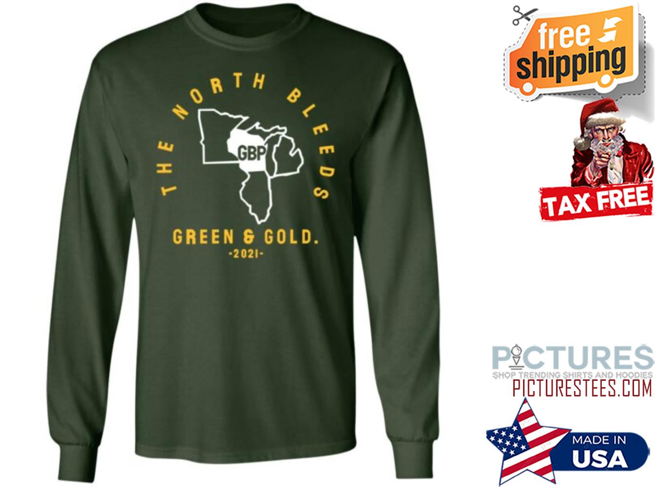 Original the North Bleeds Green And Gold 2021 Campeche Collective Sweatshirt