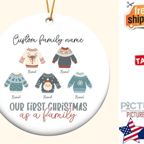 Our First Christmas As A Family Personalized Ceramic Ornament