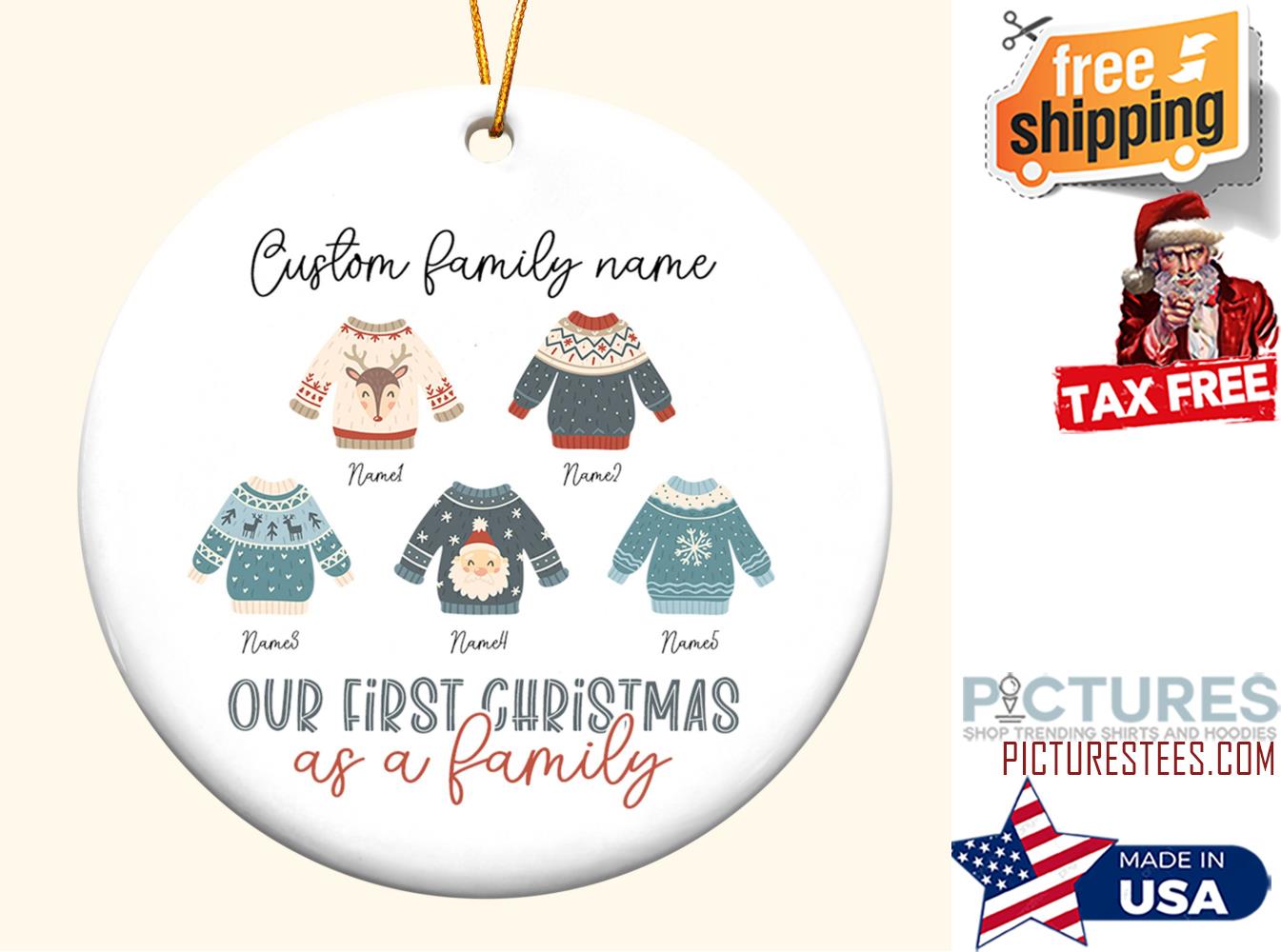 Our First Christmas As A Family Personalized Ceramic Ornament