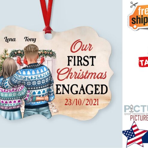 Our First Christmas Engage, Married Personalized Aluminum Ornament