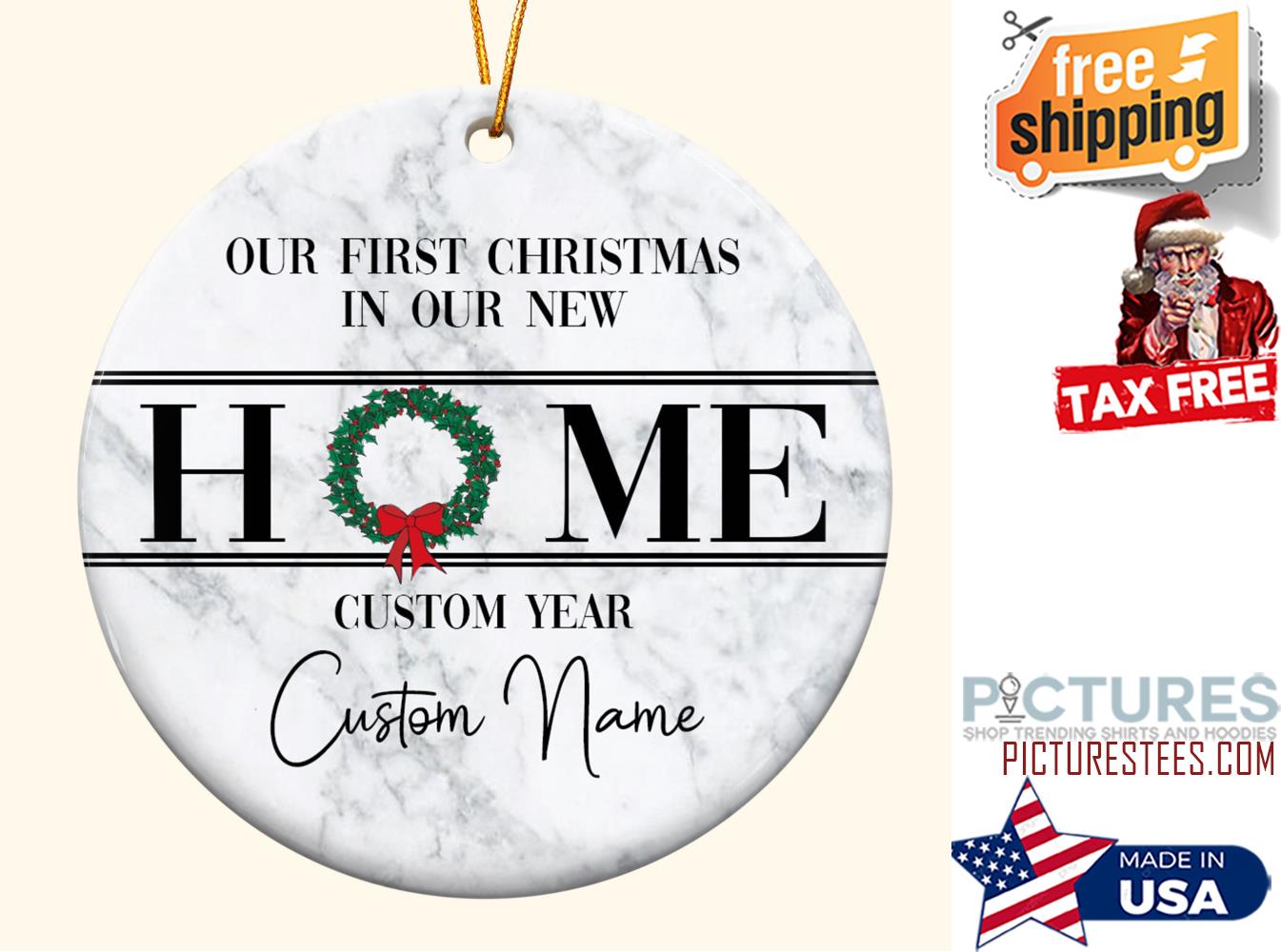 Our First Christmas In Our New Home Personalized Ceramic Ornament