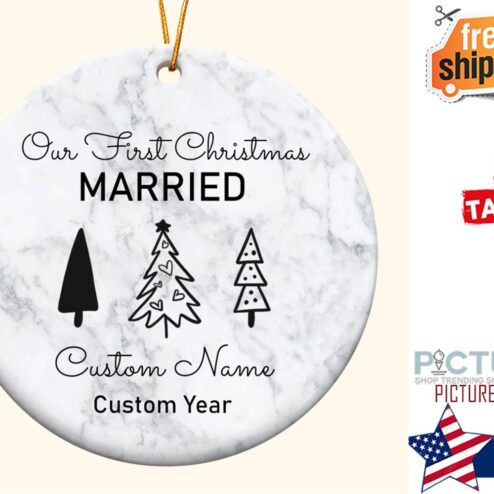 Our First Christmas Maried Personalized Ceramic Ornament