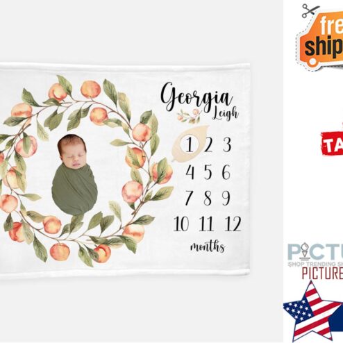 Peach Girl Milestone Blanket, Peaches Nursery, Baby Shower Gift, Georgia Peach Baby Gift, Peaches Blanket