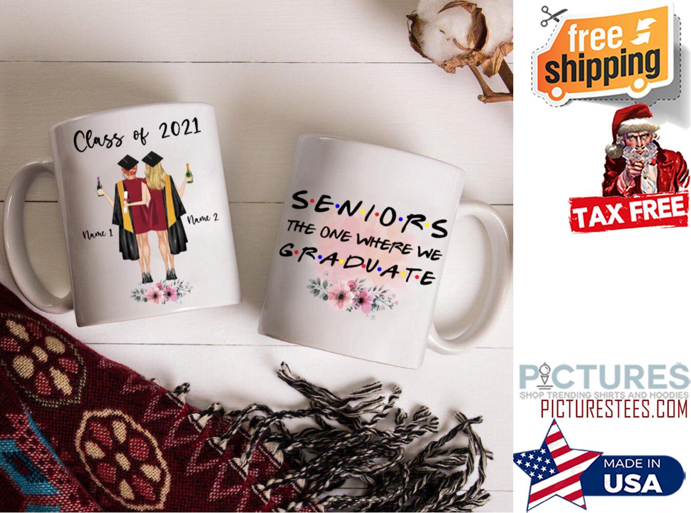 Personalized 2 Best Friends Seniors Graduate 2021 Mug