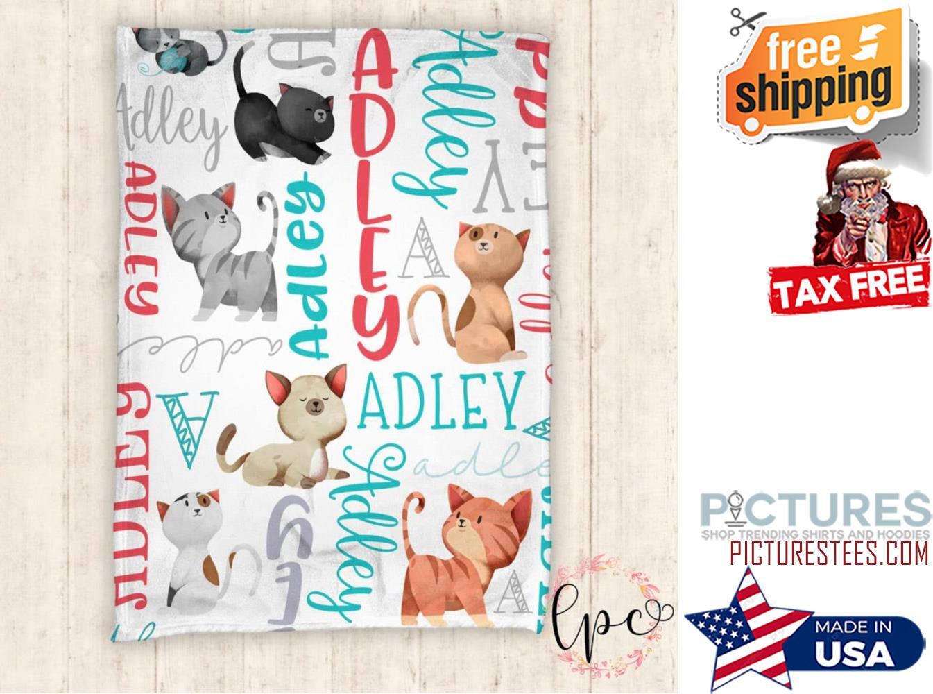 Personalized Baby Blanket Personalized Blanket Kitten Blanket Name Blanket Kitten Cat Name Blanket
