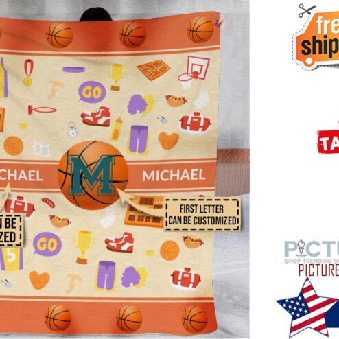 Personalized Basketball Cute Drawing Fleece Blanket