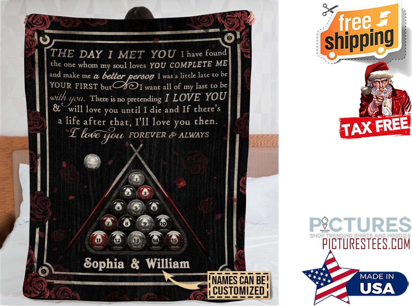 Personalized Billiard The Day I Met You Customized Fleece Blanket