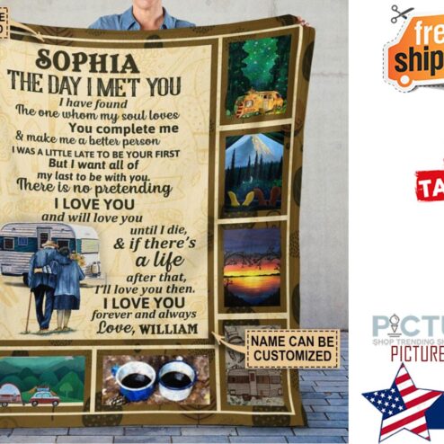 Personalized Camping Collage The Day I Met Customized Fleece Blanket