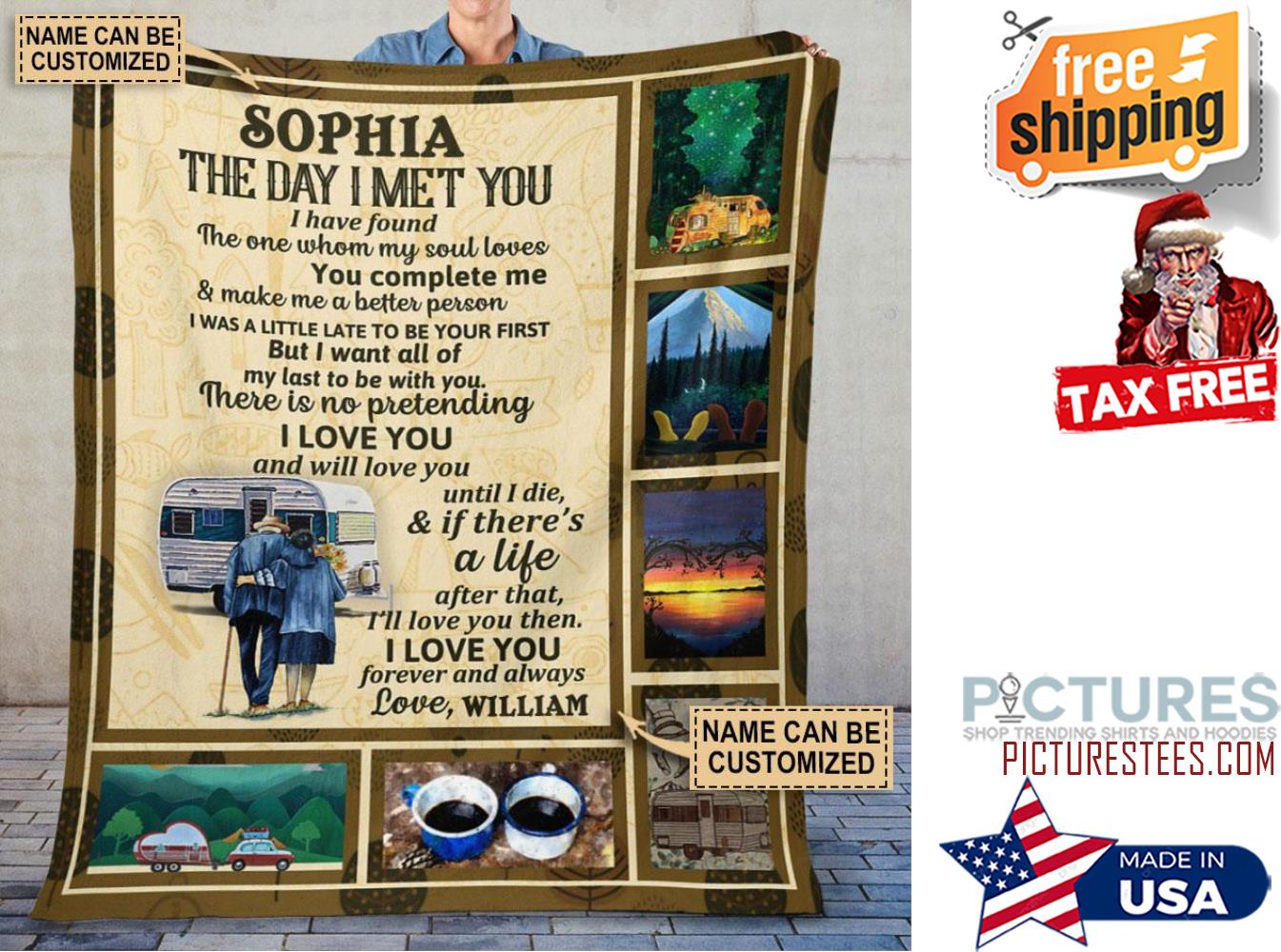 Personalized Camping Collage The Day I Met Customized Fleece Blanket