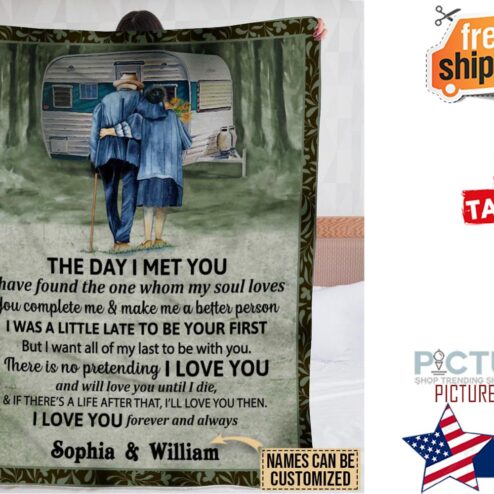 Personalized Camping The Day I Met Fleece Blanket