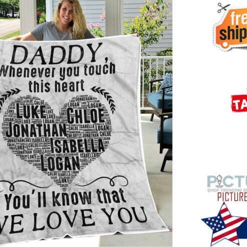 Personalized Custom Name to My Dad, Daddy Fathers Day ,Fleece Sherpa Blanket Bed Throw Size ,Tapestry Wall Hanging from Son Daughter Kids Blanket