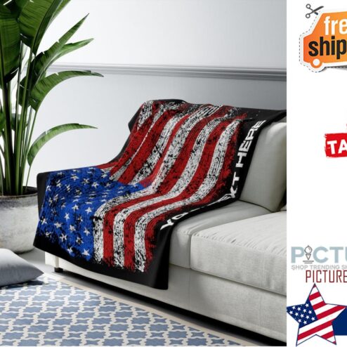 Personalized Distressed American Flag Sherpa Fleece Blanket