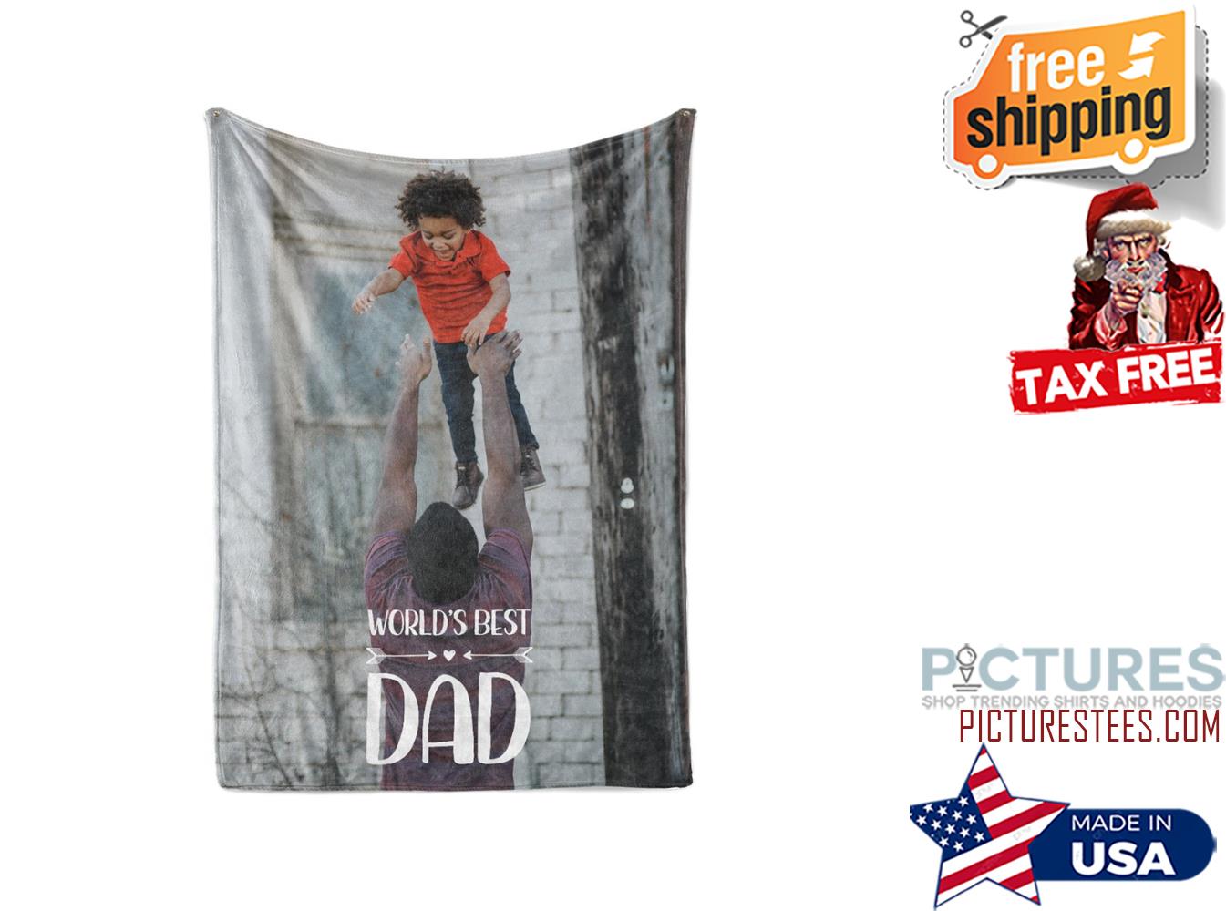 Personalized Fathers Day Blanket Upload Your Own Photo With Your Dad Custom Fleece and Sherpa Blanket