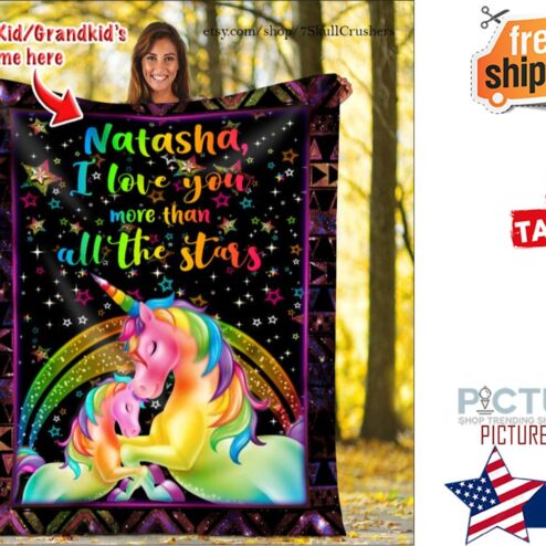 Personalized I love you more than all the starts Unicorn Sherpa Fleece Blanket christmas blanket