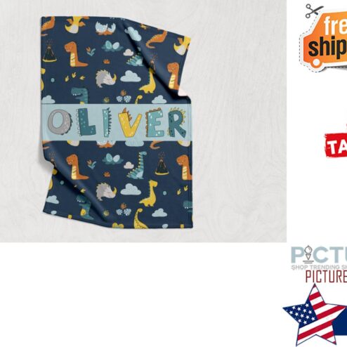 Personalized Kids Dinosaur Blanket, Custom Blanket