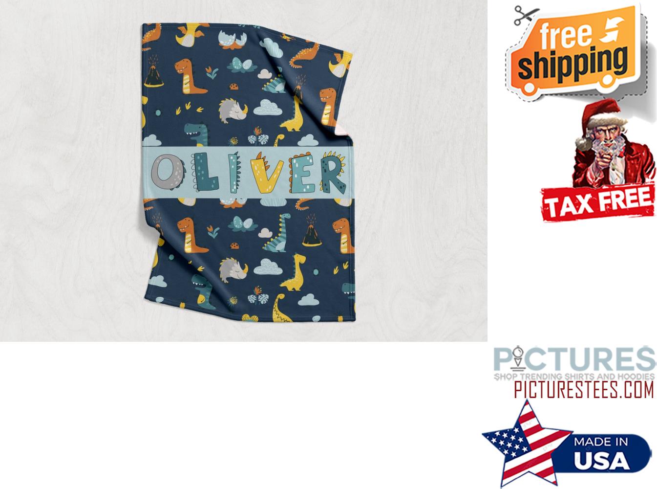 Personalized Kids Dinosaur Blanket, Custom Blanket