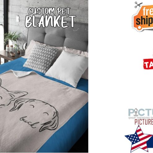 Personalized Pet Ears Drawing Fleece Blanket for Couch