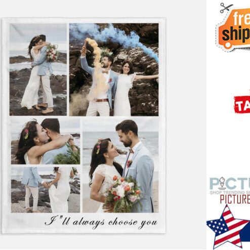 Personalized Photo Fleece Blanket Collage Pictures,Custom Blanket