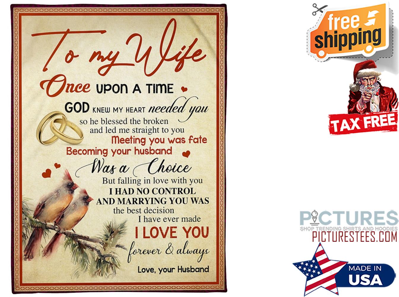 Personalized To My Wife Love From Husband Cardinal Birds Blanket