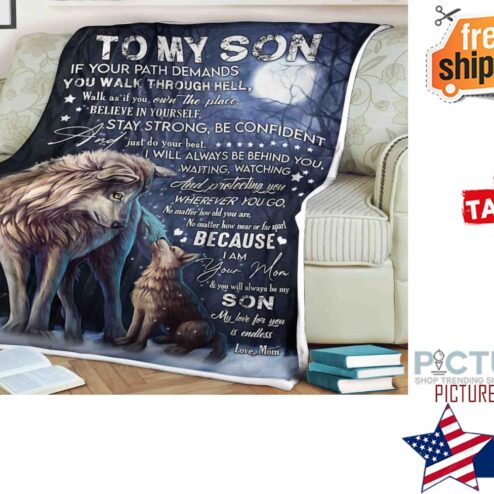 Personalized Wolf to my son just do your best i am your Mom my love for you love Mom Blanket
