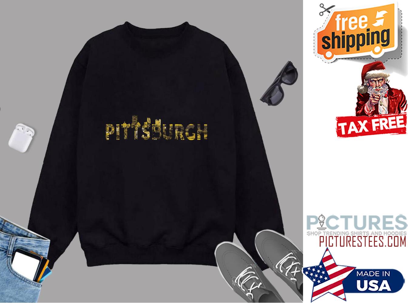 Pittsburgh Skyline Black and Yellow City Sweatshirt