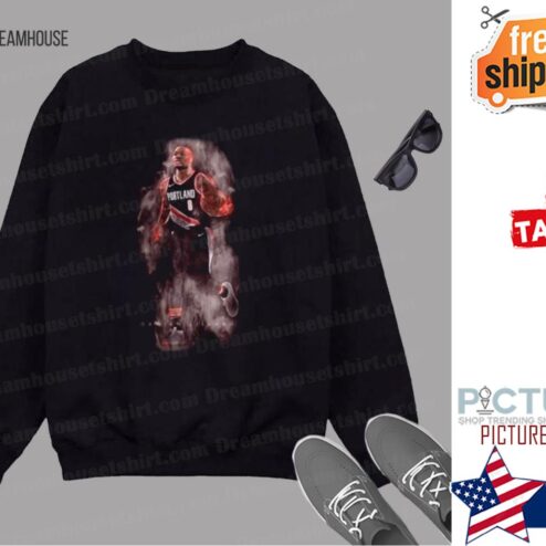 Portlandrail Blazerss Player Damian Lillard Relaxed Fit Shirt