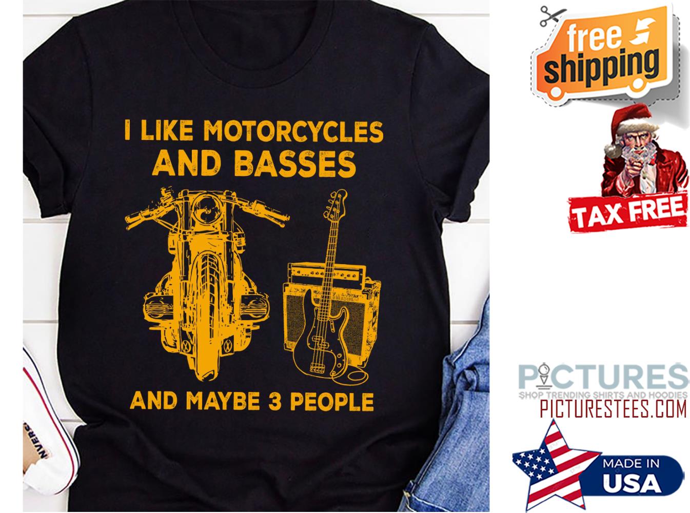 Premium i like motorcycles and basses and maybe 3 people vintage shirt