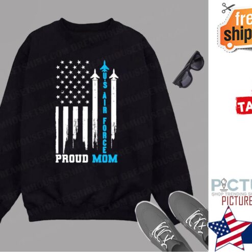 Proud US Air Force Mom Rocket America Flag Mothers Day Shirt