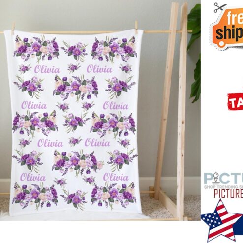 Purple Floral Blanket Floral Name Blanket