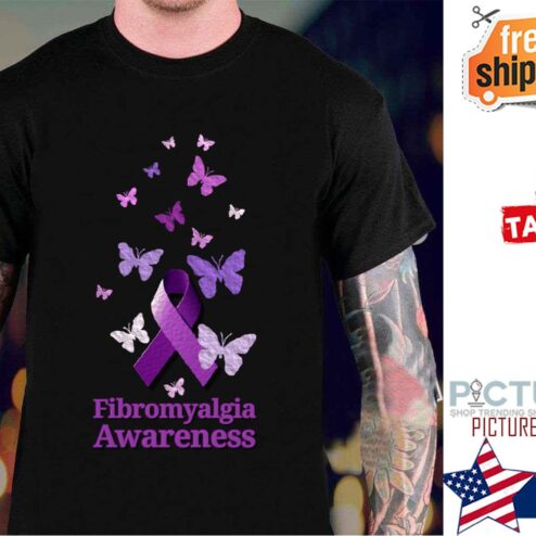 Purple Ribbon Fibromyalgia Awareness Butterflies Shirt