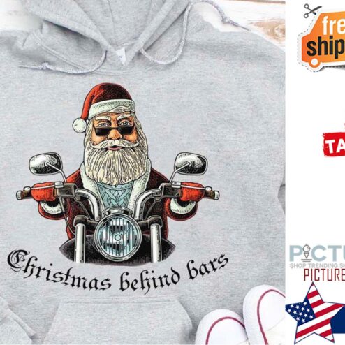 Santa Claus riding christmas behind bars shirt