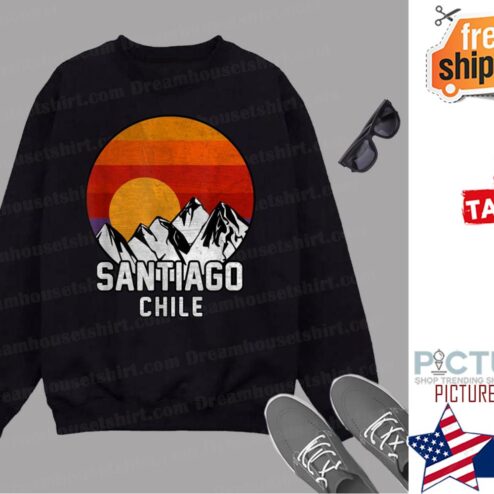 Santiago Chile Retro Mountain Sunset Design shirt