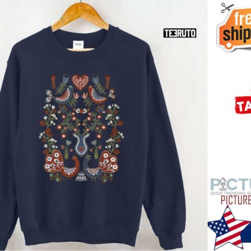 Scandinavian Christmas Norwegian Folk Art Botanical Shirt