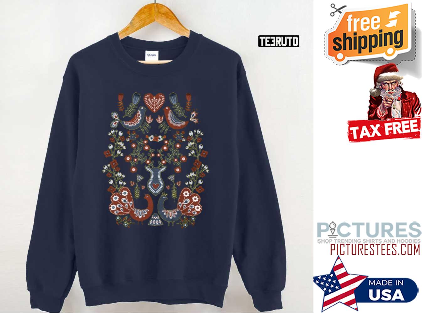 Scandinavian Christmas Norwegian Folk Art Botanical Sweatshirt