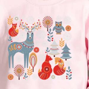 Scandinavian Christmas Pattern Deer Owls Foxes Trees Sweats unisex, hoodie, sweatshirt Scandinavian Christmas Pattern Deer Owls Foxes Trees Sweats unisex, hoodie, sweatshirt