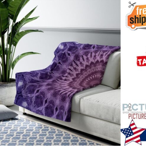 Sherpa Fleece Blanket, Purple Sherpa Throw Blanket, Cozy Accent Blanket