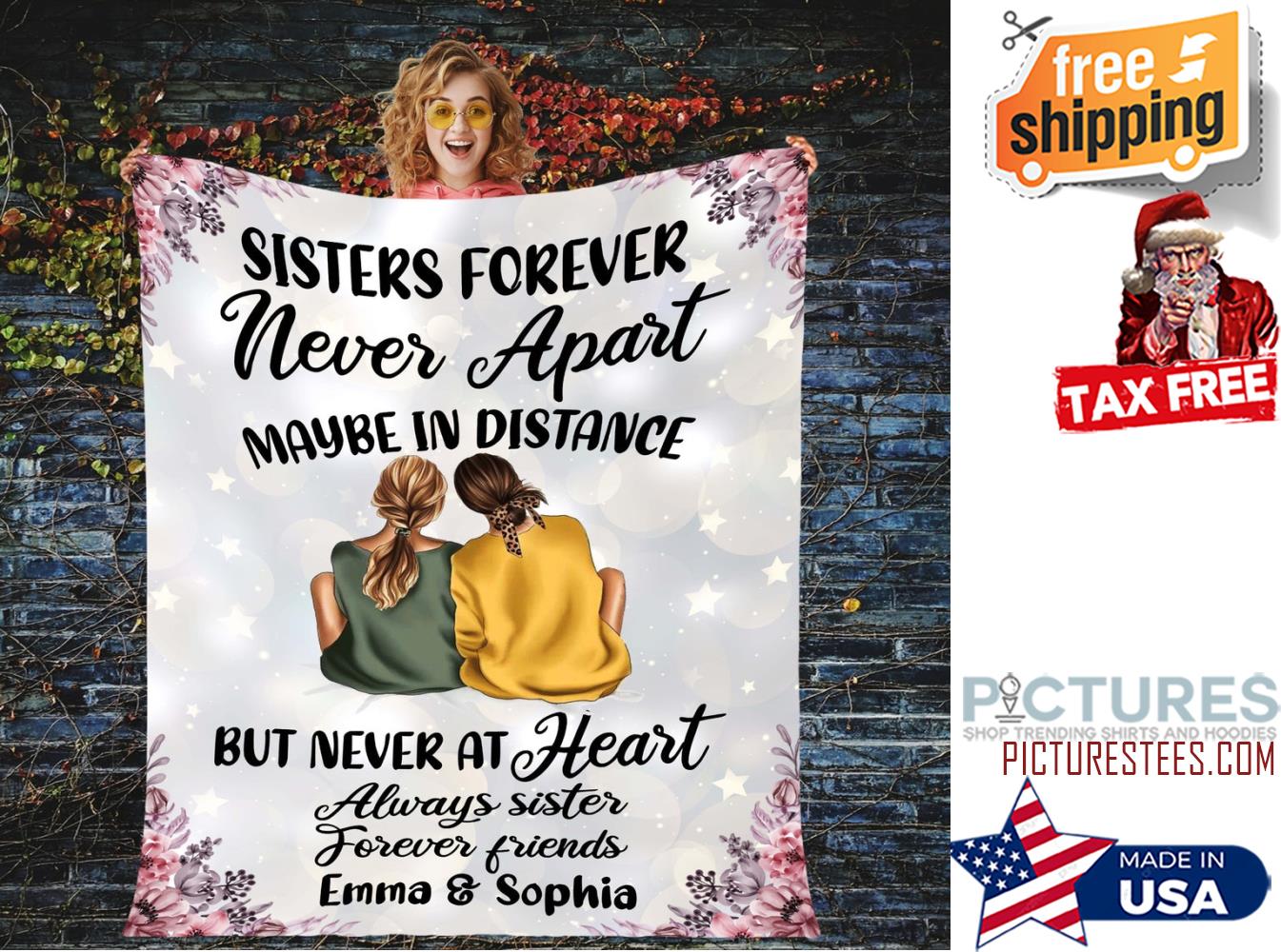 Sister forever never apart customized Blanket